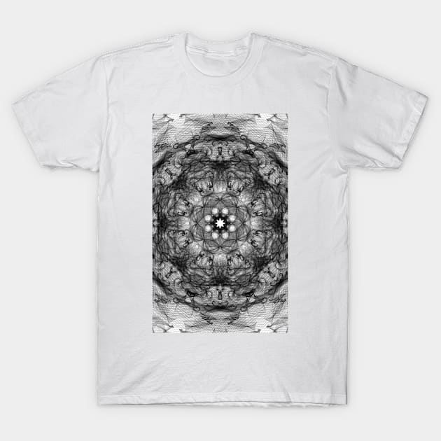 black and white flower pattern one T-Shirt by ForehandART